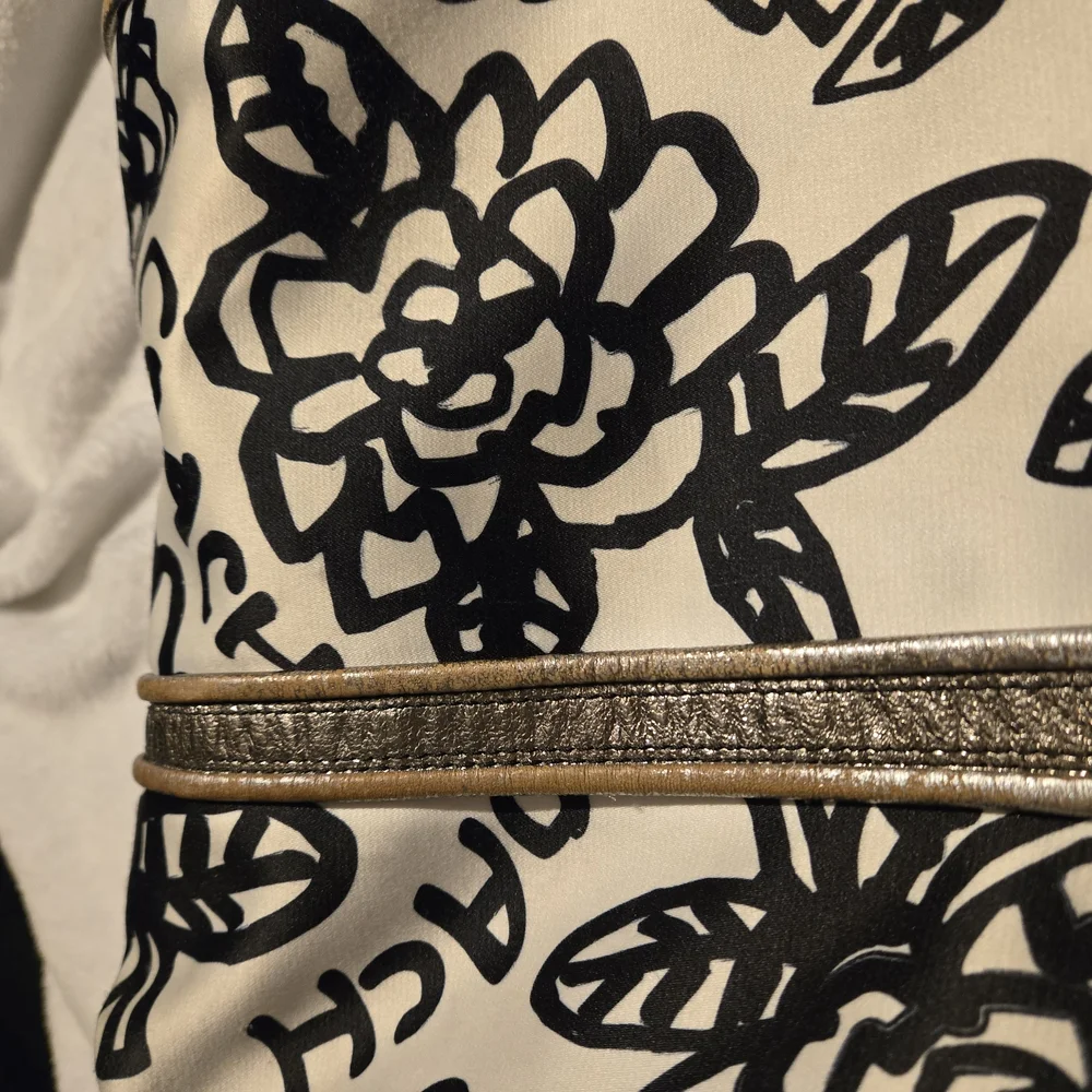 Coach Black and Red Tote Bag with Floral Accents